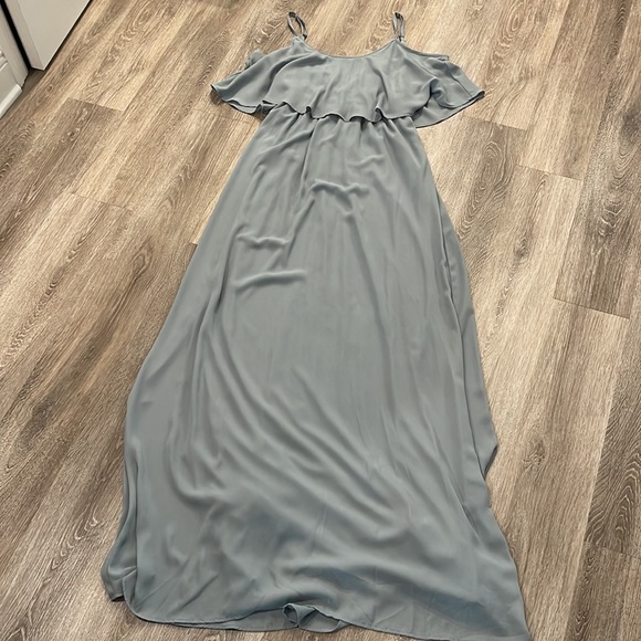 Show Me Your Mumu Soft Charcoal Crisp Caitlin ruffle Maxi dress sz XS - Picture 3 of 7